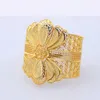 Luxury Indian Big Wide Bangle 24k Gold Color Flower Bangles For Women African Dubai Arab Wedding Jewelry Gifts