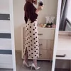 BYGOUBY Knitted Sweater Women High Waisted Autumn Winer Long Elegant Ladies Office Skirts Midi Pencil Skirt Polk Dot 210309