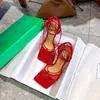 Sandales à talons hauts ajourés en résille pour femmes, bout carré, lanière à cheville en dentelle, chaussures de soirée Sexy, été 2021