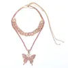 exaggerated micro inlaid diamond geometric necklace womens suit cuba chain big butterfly necklace