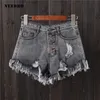 Needbo shorts jeans verão mulheres denim cintura alta casual femme plus size 6xl buraco sexy calças senhoras mujer 210724