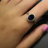 Bijoux en argent 925, bagues de princesse pour femmes, pierre saphir bleue, Bijoux de fiançailles, bague de mariage