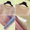 Shintimes roze o-hals t-shirt zomer dunne gebreide t-shirt vrouwen casual vrouw t-shirts hit kleur tops tee shirt femme 210722