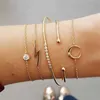 5 pièces/ensemble mode femmes charme plage couleur or chaîne lune cristal géométrie chaîne Bracelet Bracelet ensemble bijoux une vente directe Q0719