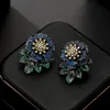 Retro Big Flower Earrings s925 Silver Needle Colored Zircon Exquisite Earrings Europe America New Popular Women High end Earrings Jewelry Valentine's Day Gift spc