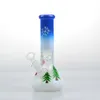 8" Christmas Snowman Water Bong Hookah Glass Water Pipe Mini Tobacco Beaker Bongs Dab Oil Rigs Ice Catcher Bubbler Recycler with 14mm Bowl Downstem