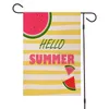 Flachs-Gartenflagge, doppelseitig bedruckt, Hallo Sommer, Wassermelone, Zitrone, Ananas, Muster, Gartenflagge, Dekoration, 32 x 47 cm