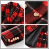 Sommar Fashion Coat Ladies Office Plaid Red Slim Double Breasted V-Neck Sexiga Kvinnor 210525