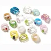 Anneaux de résine colorés Rétro Chunky Ring Unique Rignestone Acrylique Empilement carré Bijoux Finger Cadeau à la mode pour les femmes et 8803626
