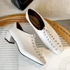 2020 printemps nouvelles femmes en cuir véritable épais talon haut sangle croisée pompes à lacets bout carré OL style confortable chaussure femmes chaudes