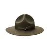 X047 US Marine Corps Lana per adulti Taglia regolabile Cappello Fedora in lana verde militare Uomo Moda Donna Cappelli da chiesa