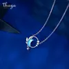 Thaya Real 925 Silver Neck45cm Crescent Necklace Pendant Zirconia Silver Light Blue Necklace For Women Elegant Fine Jewelry Gift Q0531