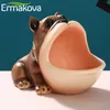 Ermakova Creativeフレンチブルドッグキャンディボックス像犬動物の置物靴のキャビネットのキーストレージリビングルーム家の装飾210804