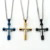 Hanger kettingen eenvoudige gebogen kruis ketting voor mannen jongen blauw goud zwarte kleur hip hop ketting 24 inch mannelijke sieraden