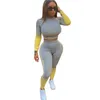 Gradient stripes Winter Jogger Set Women Tracksuits Two Piece Pants Fashion Clothing Casual Print 2 Outfit Woman