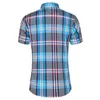 Moda Ekose Gömlek Erkekler Yaz Rahat Kısa Kollu Gömlek Erkek Artı Boyutu Plaj Hawaii Üstleri Bluz Erkek 5XL 6XL 7XL 210628