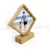 Stock Bamboos Sublimation Blank Photo Frame With Base DIY Double Sided Wood Love Heart Round Frames Magnetism Picture Painting Decoration sxa11