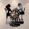 Beställnings- spa Salon Business Wall Sign Decor Nail Personised Ditt namn Vinyl Record Clock Polish Fashion Art 211103