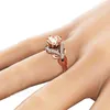Cluster Rings Vintage Diamond 18K Rose Gold Ring Ädelsten Bröllop för Kvinnor Pure Topaz Bague Anel Smycken Anillos de Bizuteria