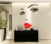 3D beau visage acrylique autocollant mural maison salon décor autocollants belles femmes papier peint