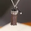 Europe America Style Men Lady Women Eclipse Lovers Long Necklace With V Initialer Wrap Leather Parfym Bottle Pendant M63641197Q