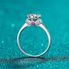 Utmärkt Cut Diamond Test Passed D Färg God Klarhet Moissanite Micro Pink Stone Ring Silver 925 Smycken