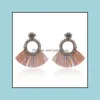 Dangle Lustre Jewelrycolorf Cristal Gland Boucles D'oreilles Charme Boucles D'oreilles Cercle Géométrique Rond À La Main Frange Boucle D'oreille Bohème Bijoux Wedd