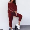 Women's Two Piece Pants Striped Spliced Velvet Tracksuit Women Casual Threw Collar Long Sleeve Sweatshirt And Harem Pant Suit Loose Ladies S