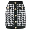 Haute qualité Date 2021 Jupe de designer Femmes Lion Boutons Shimmer Tweed Houndstooth Mini jupe 210309