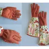 1 par de guantes de jardinería con estampado floral Guante de manga larga de cuero sintético Manopla de limpieza antideslizante para el hogar 210622