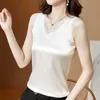 Été coréen mode soie débardeur femmes satin bureau dame dentelle spaghetti sangle plus taille xxxl / 5xl cami 210531