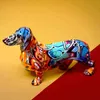 Painted Colorful Dachshund Dog Creative Home Modern Decoration Ornaments Living Room Wine Cabinet Office Decor Desktop Crafts 211105