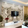 Luxe 3D Fleur Papier Peint Européen Diamant Papillon Or Pivoine Salon Chambre TV Fond Mur HD Décoratif Mural Fonds D'écran