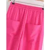 ZA Pink Wide Pen Broek Vrouwen Hoge Taille Losse Vrouw Zomer Y2K Baggy Suits Casual Streetwear Broek 210925