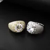 Hip Hop Stones Ring Jewelry 18K Gold Plated Fashion Mens Zircon Large Diamond Rings