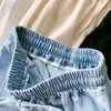 Surmiitro Yaz Moda Ince Mavi Beyaz Balck Denim Şort Kadın Kore Tarzı Yüksek Bel Kot Kadın Geniş Bacak Kısa Pantolon 210712