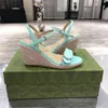 Weave ggs''gg Bottom Women Sandals Rope High Heels Sandal Light Wedge Hemp Designer Platform Twine Thick Braided Sandal Vacation Increase Slippers Casua