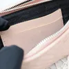 핑크 직사각형 여성의 어깨 가방 럭셔리 디자이너 능직 재봉 미니 지갑 지퍼 및 버클 디자인 지갑 금속 체인 레이어