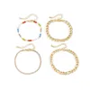 Chaînes de perles acryliques colorées Bracelets femmes métal plein diamant ensembles de bijoux à la main fête d'affaires or chaîne lien accessoires