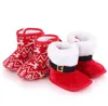 2021 Winter Christmas Santa Claus Boots Warm First Walkers Baby Snow Boots Infant Crochet Knit Fleece Shoes for Boys Girls Gift G1023