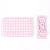 Noworodek Baby Swiaddle Koc z Bowknot Headbands Girls Infant Pink Siatka Plaid Swaddling Wrap 2 sztuk Zestaw Fotografia Rekwizyty BHB35