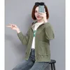 Damesjassen Fashion Coat 2022 Spring Hooded Zipper Jacket Basic Sectie Lange mouw Corduroy Korte bovenkleding A1834