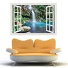 3D Effet Fenêtre Vue AUTOCOLLANTS MURAUX Montagne Cascade Cadre Décalque de Vinyle Décor Mural Cuisine Salle De Bains moto mur art 210308