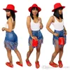 Dames Jeans Tassel Afslanken Shorts Denim Casual Straight Pants Designer Summer Fashion Jeans