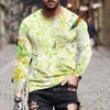 2021 Casual Spring and Autumn Style z długim rękawem T-shirt 3D Kolor Olba Kod Drukowanie Casual Tide Brand Round Neck Długi rękaw