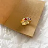 Vintage Boho Colorful Enamel Love Heart Open Rings Cute Simple Gold Silver Color Band Rings Adjustable Finger Ring for Women Punk Jewelry