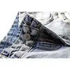 Verão Mulheres Denim Shorts Médio Cintura Luz Bolsos Azul Botons Buraco Impressão Vintage Botão 100% Algodão 8287 210724