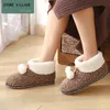 Lamb Warm Winter Wool Slippers Indoor Shoes Middle Tube Thickened Cotton Women Ball Plush Home Slipper 86