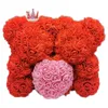 Decorative Flowers & Wreaths Two Teddy Rose Bear Heart Handmade Artificial Permanent Gift For Valentine's Day Anniversary Wedding Party