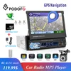 Podofo 1Din Autoradio, GPS-Navigation, 7 Zoll HD, einziehbarer Bildschirm, MP5-Player, BT, Autoradio, Mirror Link, Radios, Kassettenrekorder